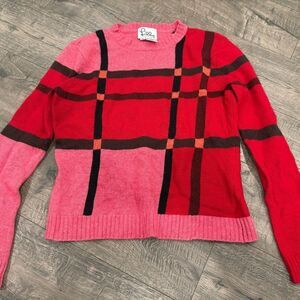 Lilly Pulitzer Red and Pink Crew Neck Sweater with Geometric Design